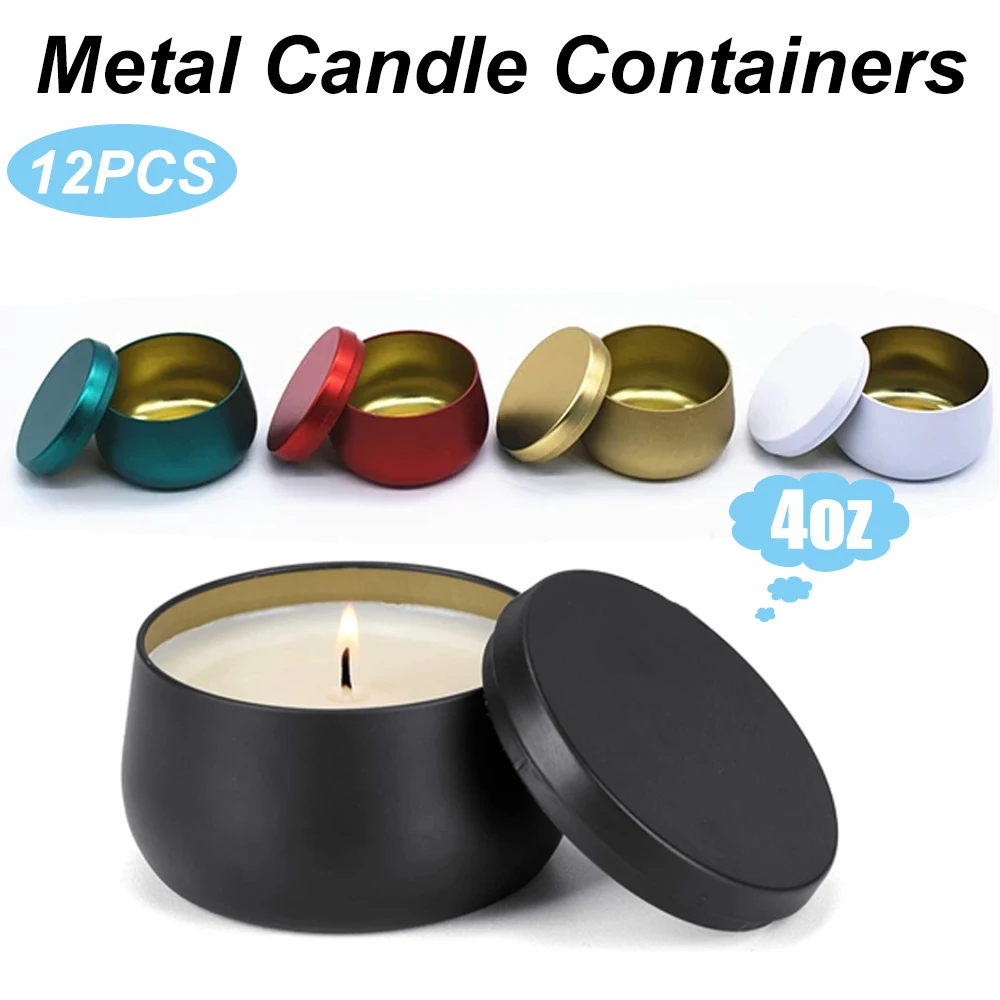 Metal Tin Lid 4Oz - 12PCS Metal Empty Tins With Lids
