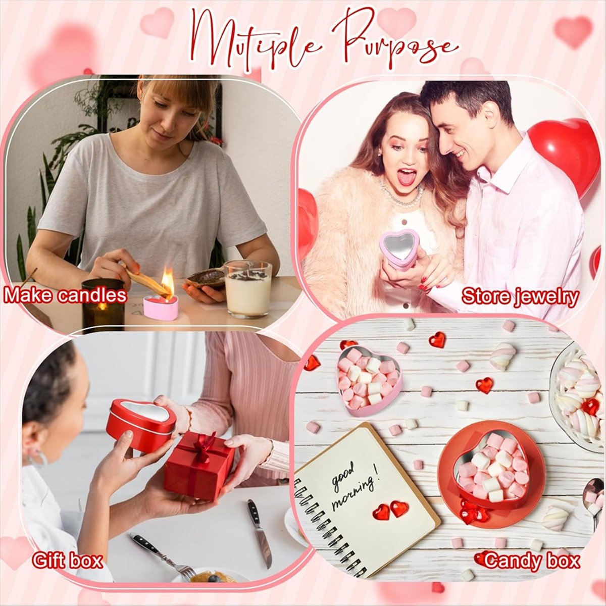 A56K 24Pcs 4Oz Heart Shaped Me - Metal Tin Lid 4Oz recension och pris