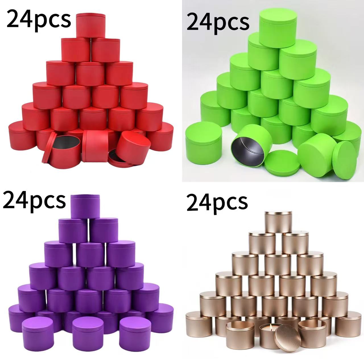 24-Pack 8oz/4oz in 4 colors Me - Metal Tin Lid 4Oz recension och pris
